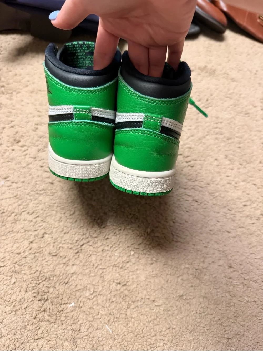 Nike Kids High-Top Sneakers in Black, White & Green